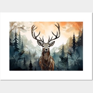 Misty boreal forest deer Posters and Art